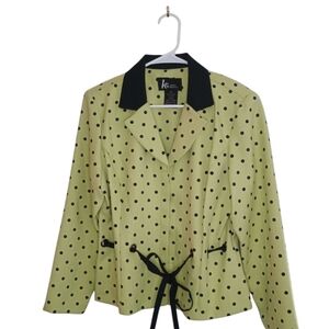 Women's Polka Dot Blazer/Jacket - Lime Green and Black